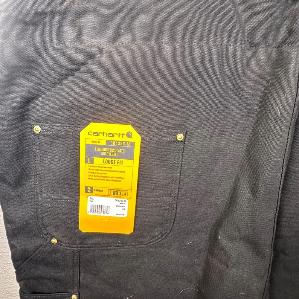 Carhartt Mens 2XL Tall‎ Black Firm Duck Insulated Bib Overalls NWT
